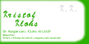 kristof klohs business card